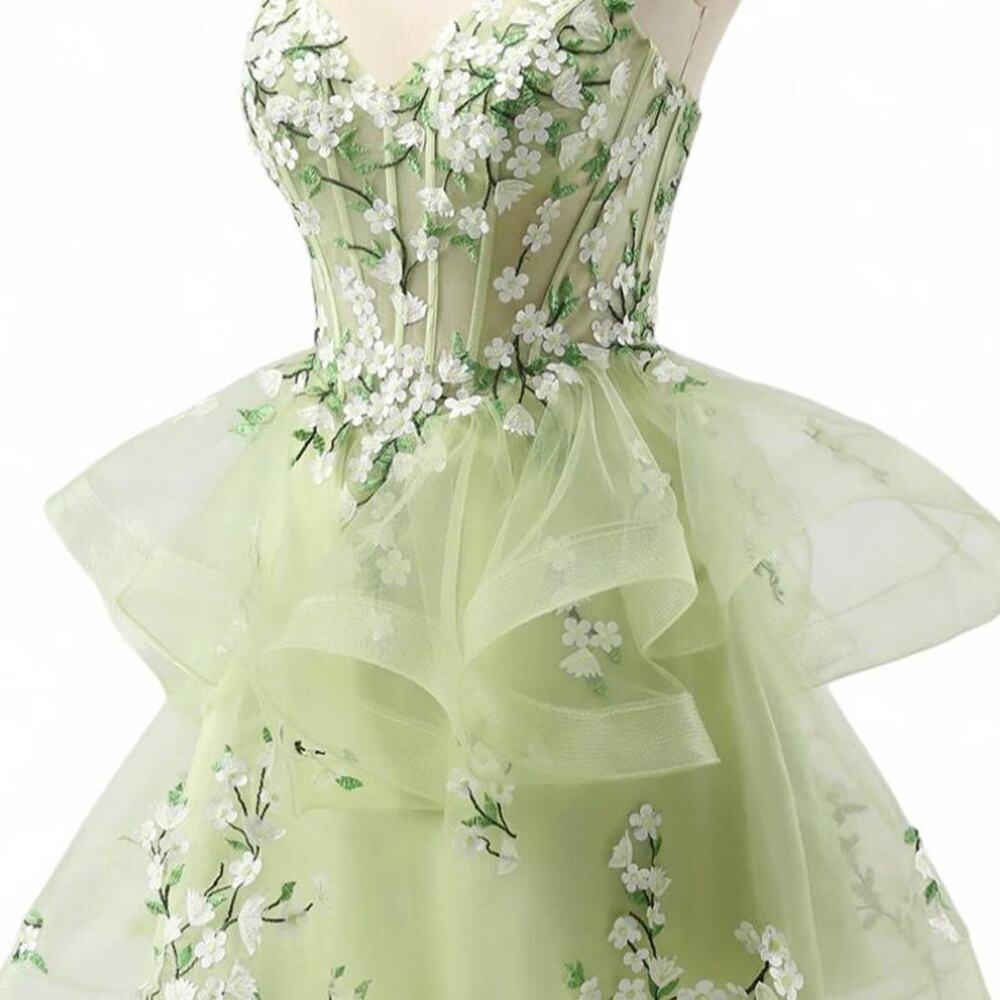 Zapaka Fairycore Light Green Floral